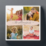 Instagram-Fotocollage-Skript für benutzerdefiniert Fotoplatte<br><div class="desc">Modernes Insta Foto Grid-Design mit Platz für 4 Lieblings-Fotos,  einfache Personalisierung für Ihren eigenen Familiennamen in schicken Pinselskripten auf einem rot-rosa Pinselstrich,  diese Collage aus Keepake Foto ist ein tolles Holiday-Geschenk für jeden Liebsten: Das moderne Design passt leicht in minimale stilvolle Wohngestaltung.</div>