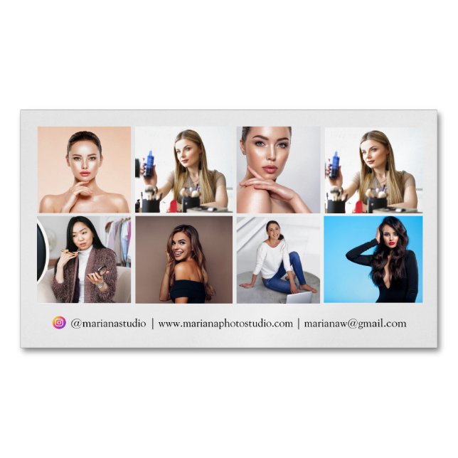 Instagram Fotograf 8 Fotos Collage Chic Magnetische Visitenkarte (Vorderseite)
