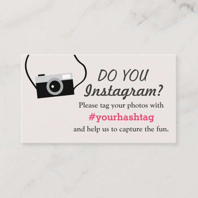 Instagram Fotos Hashtag Einsteckkarte für Hochzeit Begleitkarte (Vorderseite)