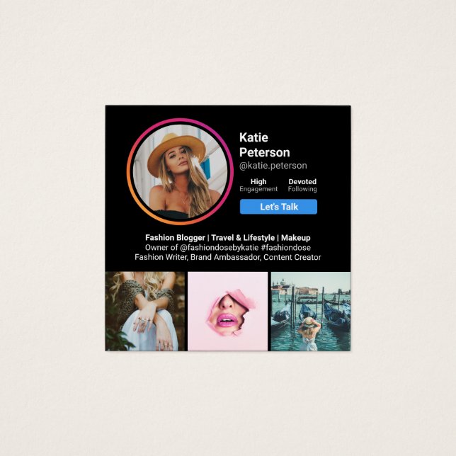 Instagram Fotos Schwarz Trend Social Media Profil (Vorderseite)