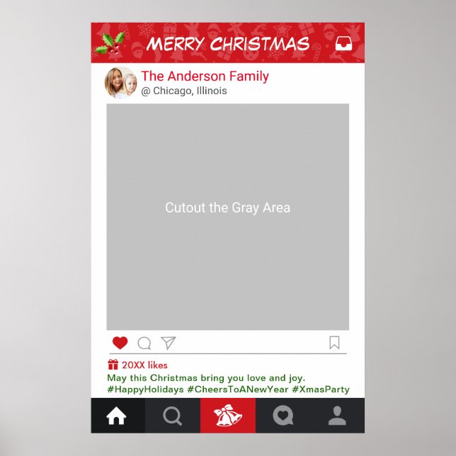 Instagram Frame Weihnachts-Party-Foto-Stand Poster (Vorne)