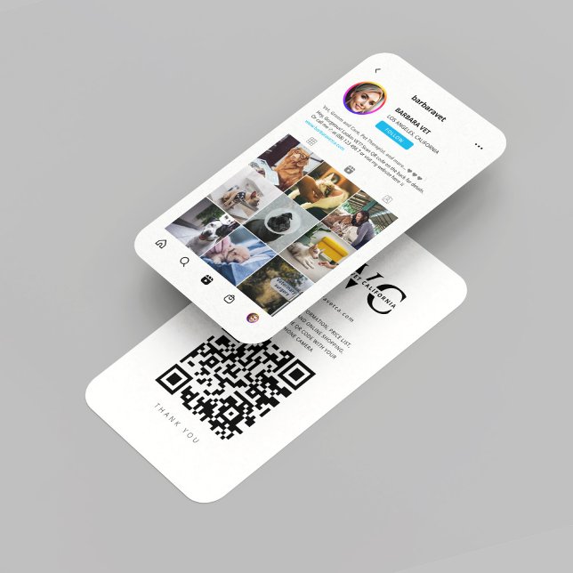 Instagram für moderne Veterinärmedizin Visitenkarte (Modern Veterinarian Veterinary VET Instagram monogram white Business Card
)