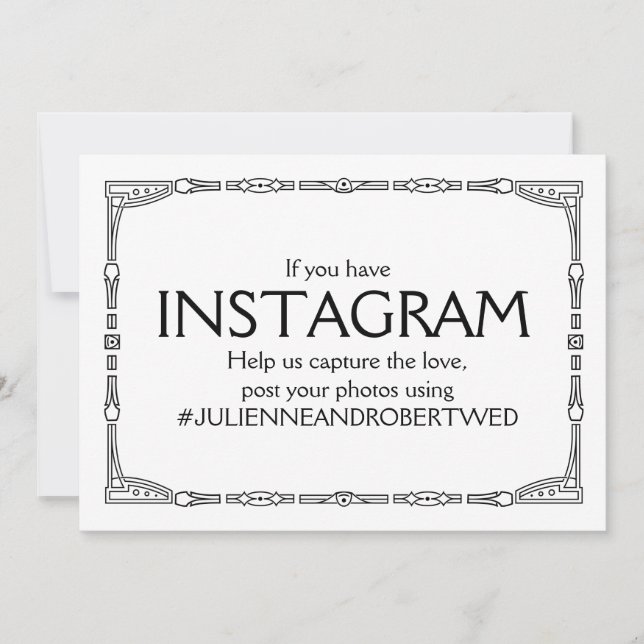 "Instagram Hashtag" Art Deco Style Wedding Sign (Vorderseite)
