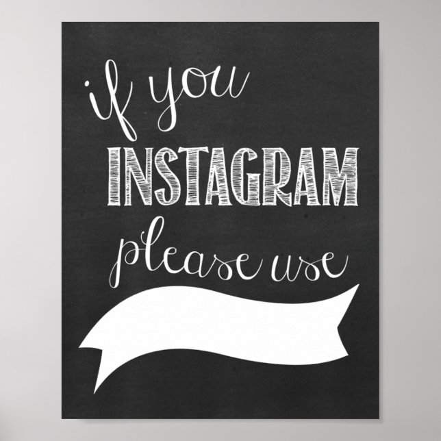Instagram Hashtag Hochzeitskhalkboard Poster (Vorne)