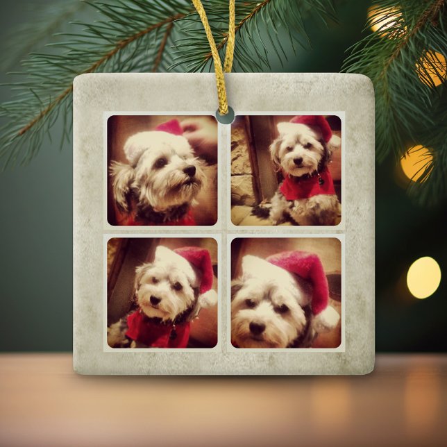 Instagram Holiday Foto Collage Keramikornament (Personalized photo ornament)