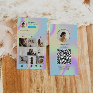Instagram Holographic QR Code 10 Foto Grid Visitenkarte