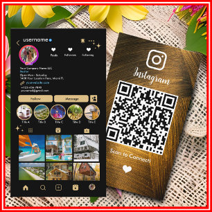 Instagram LUXURY Gold & Black Metall QR-Code Visitenkarte