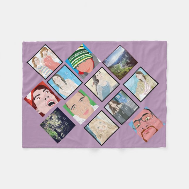 Instagram Mosaik-Foto-lt Violet Fleece Blanket (Vorderseite (Horizontal))