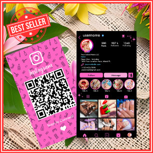 Instagram Nagelstudio Pink Social Media QR Code Visitenkarte