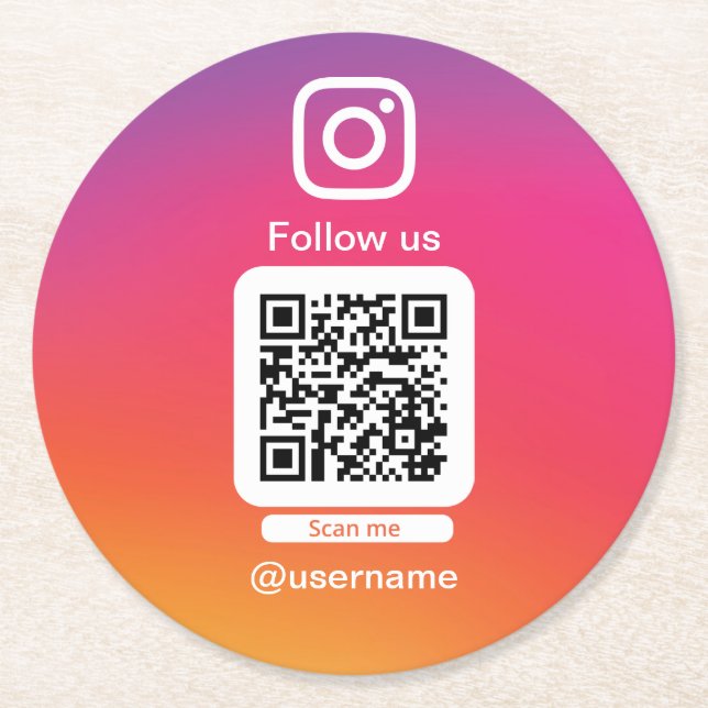 Instagram qr code paper coasters runder pappuntersetzer (Vorderseite)