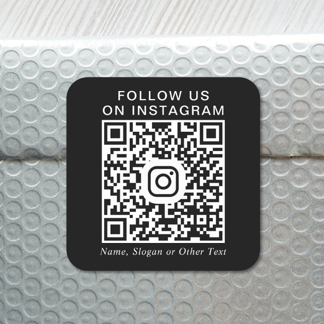 Instagram QR Code WerbeBlack Quadratischer Aufkleber (Our user-friendly template will generate your QR code automatically from your Instagram address)