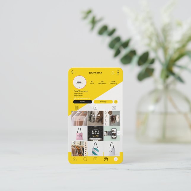 Instagram Social Media QR Code Business Cards Visitenkarte (Stehend Vorderseite)