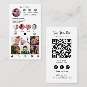 Instagram Style Qr Code Moderne Elegante Schwarz-w Visitenkarte