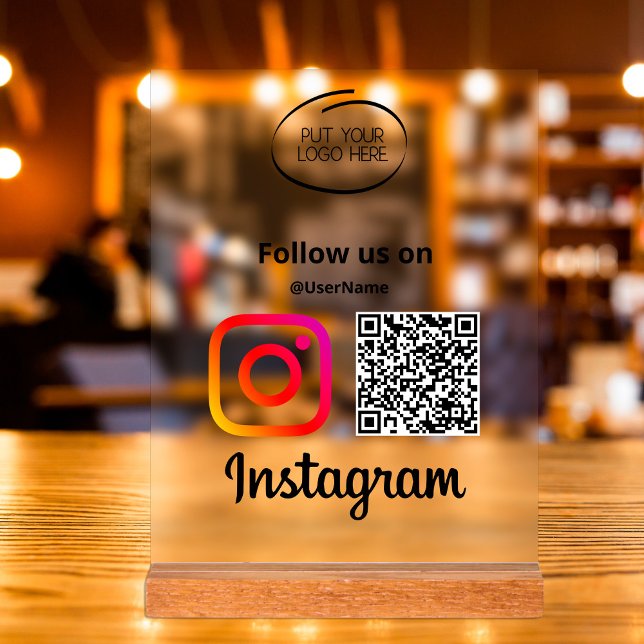 Instagram Suivez-Nous Qr Code Moderne (Instagram Follow Us Qr Code Modern Acrylic Sign)