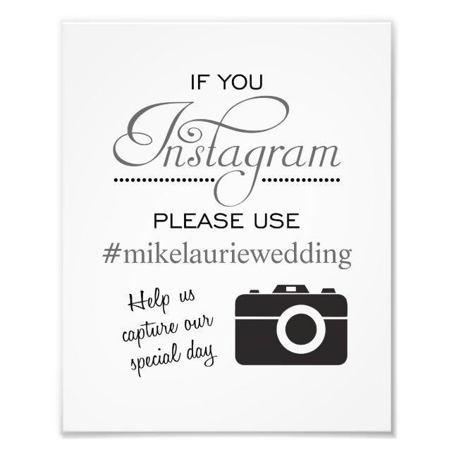 Instagram Wedding Poster Sign - Steel Gray (Vorne)