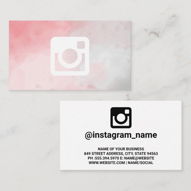 Instagram-Werbelogo | Wasserfarbe Visitenkarte (Vorne/Hinten)