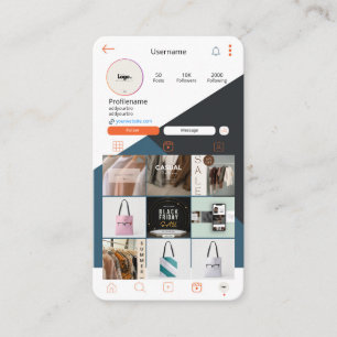 Instagramm Business Card QR Code White Business Ca Visitenkarte