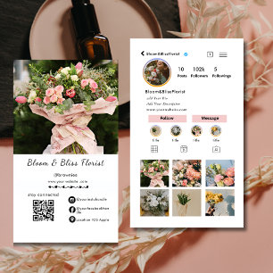 Instagramm der sozialen Medien Niedlich Pink Flori Visitenkarte