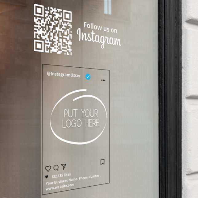 Instagramm folgen Qr Code Weiß Fensteraufkleber (Instagram Follow Us Qr Code White Window Cling)