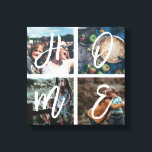 Instagramm-Foto-Collage-Pinselskript für benutzerd Leinwanddruck<br><div class="desc">Personalisierte Leinwand-Kunstdrucke mit 4 Fotos aus Ihrer Familie,  die in einer quadratischen Foto-Collage angeordnet sind. Tolle Geschenke für Mama,  Papa,  Familie,  Freunde,  Eltern und Großeltern!</div>