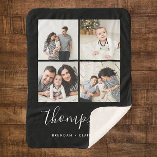 Instagramm-FotoCollage der modernen Familie Sherpadecke
