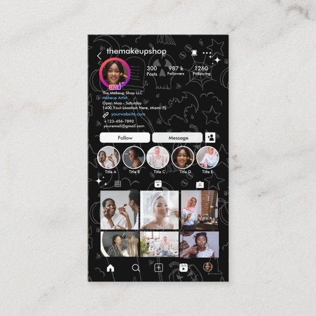 Instagramm Halloween Visitenkarte (Vorderseite)
