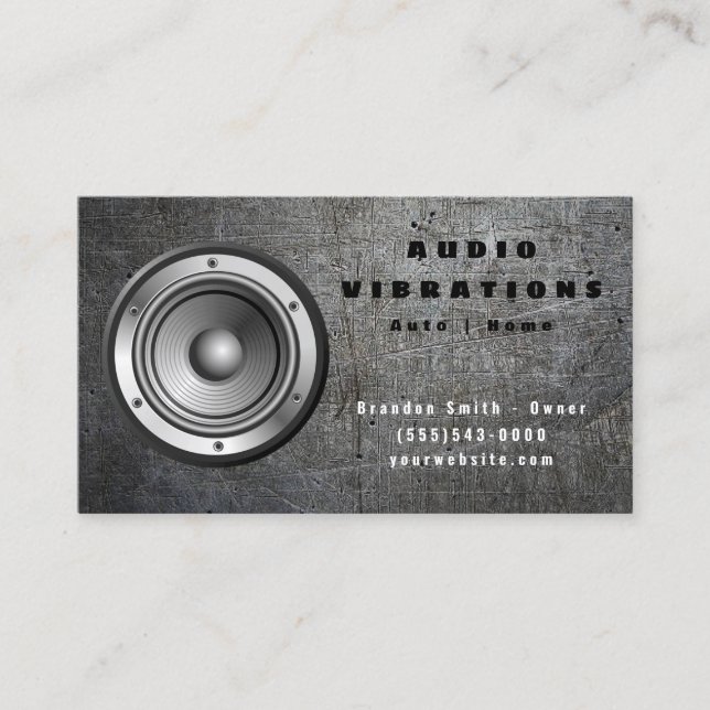 Installation von Grunge Metal Car Audio Stereo Lau Visitenkarte (Vorderseite)