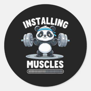 Installation von Muskeln Bitte warten Panda Gym Ba Runder Aufkleber