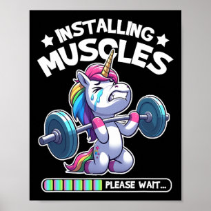 Installieren von Muskeln Bitte warten Sie Bodybuil Poster