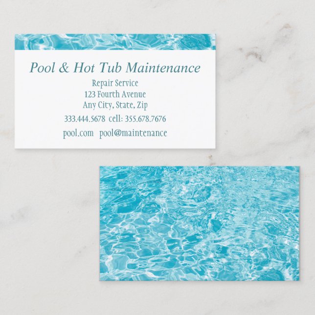 Instandhaltungsservice von Pool, Wellness-Center,  Visitenkarte (Vorne/Hinten)