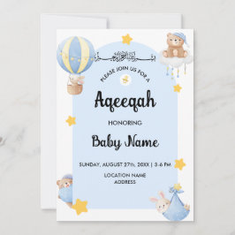 Instant Blue Aqeeqah Aqiqah Einladungskarte
