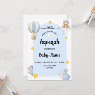 Instant Blue Aqeeqah Aqiqah Einladungskarte