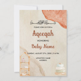 Instant Boho Cream Aqeeqah Aqiqah Einladungskarte