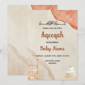 Instant Boho Cream Aqeeqah Aqiqah Einladungskarte