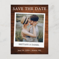 Instant Camera Style Foto Holz Save the Date