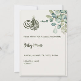 Instant Elegant Cream Floral Aqeeqah Aqiqah Einladung