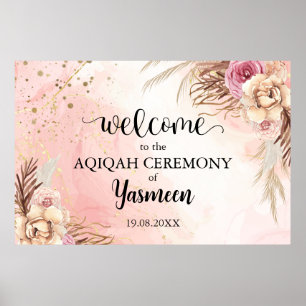 Instant Floral Aqiqah Aqeeqah Begrüßungszeichen Poster