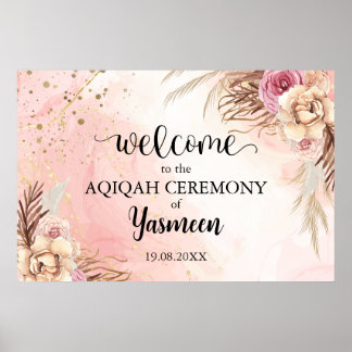 Instant Floral Aqiqah Aqeeqah Begrüßungszeichen Poster