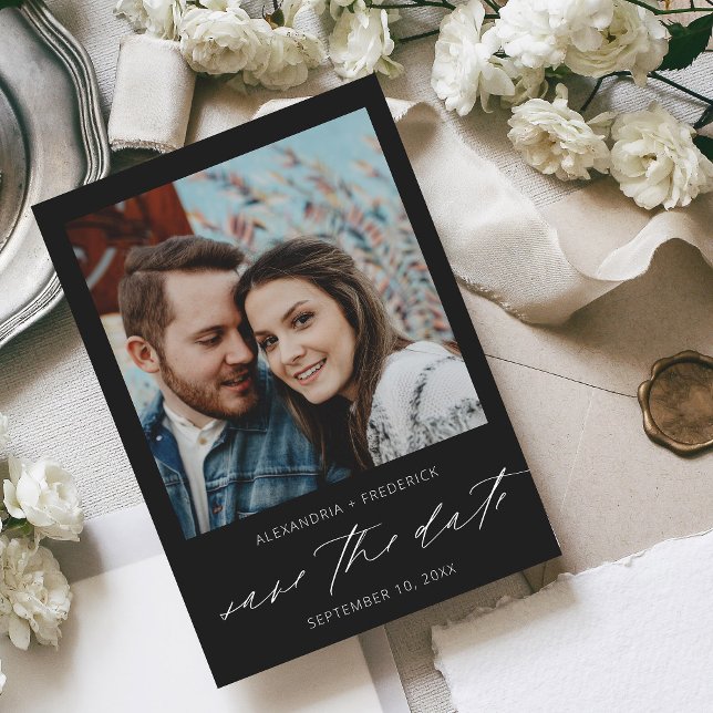 Instant Foto Black Chic Save the Date Einladung (Von Creator hochgeladen)