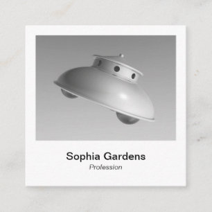 Instant Foto Style - Classic Flying Saucer BW Quadratische Visitenkarte