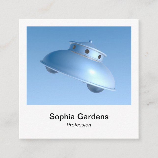 Instant Foto Style - Classic Flying Saucer Quadratische Visitenkarte (Vorderseite)