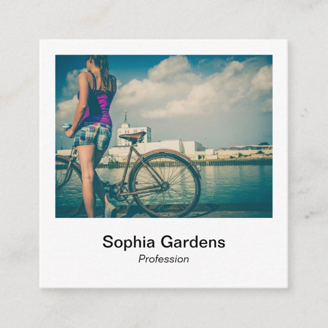 Instant Foto Style - Cyclist Quadratische Visitenkarte (Vorderseite)