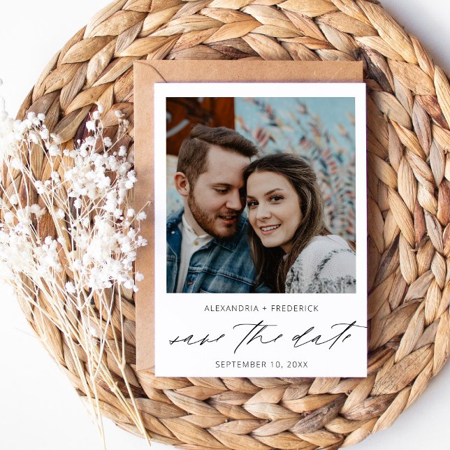 Instant Foto White Chic Save the Date Einladung (Von Creator hochgeladen)