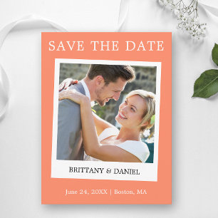 Instant-Kamera-Stil Foto Save The Date Koralle Postkarte