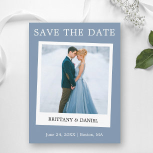 Instant-Kamera-Stil Save The Date Dusty Blue Postkarte