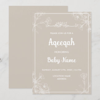 Instant Modern Floral Aqeeqah Aqiqah Einladung