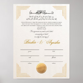 Instant Modern Gold Nikkah Ehezertifikat Poster