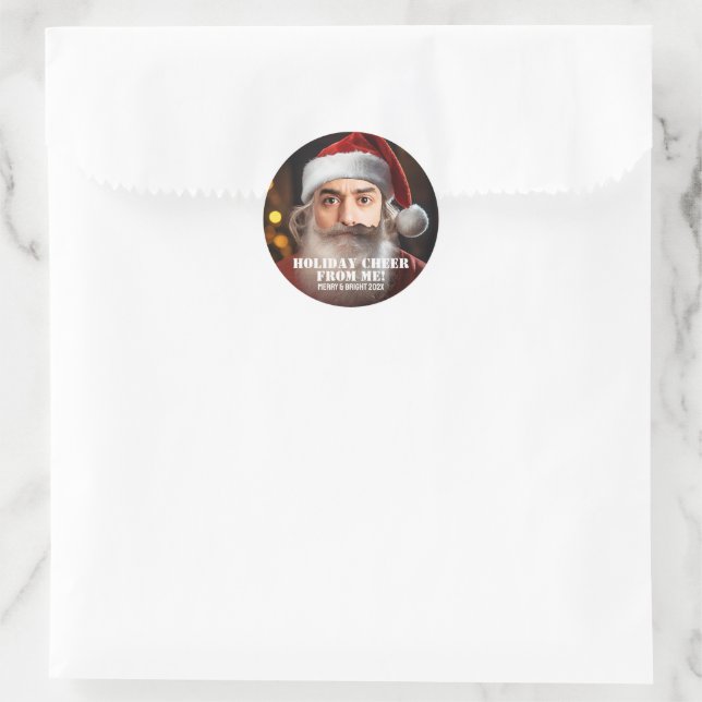 Instant Santa! Fügen Sie einfach Ihr Gesicht hinzu Runder Aufkleber (Tasche)