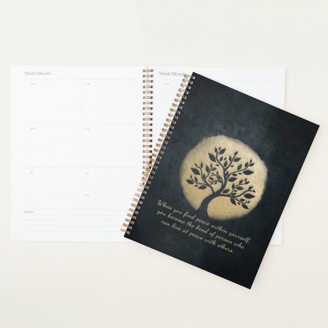 Instructeur de méditation Yoga Black Gold Tree Cit (Devant avec enveloppe)