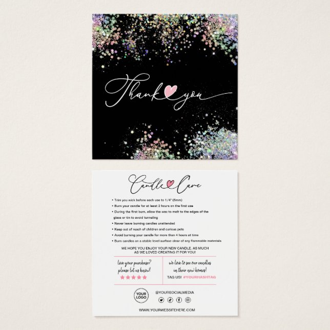 Instructions pour le service aux bougies et Carte  (Devant & derrière)